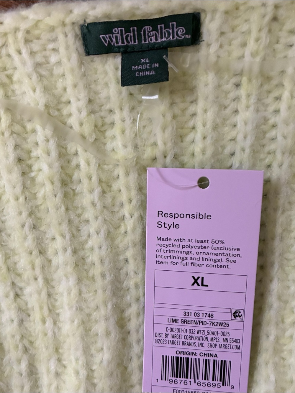 NWT Wild Fable Yellow Slouchy V-Neck Knit Wrap Sweater - Picture 3 of 4